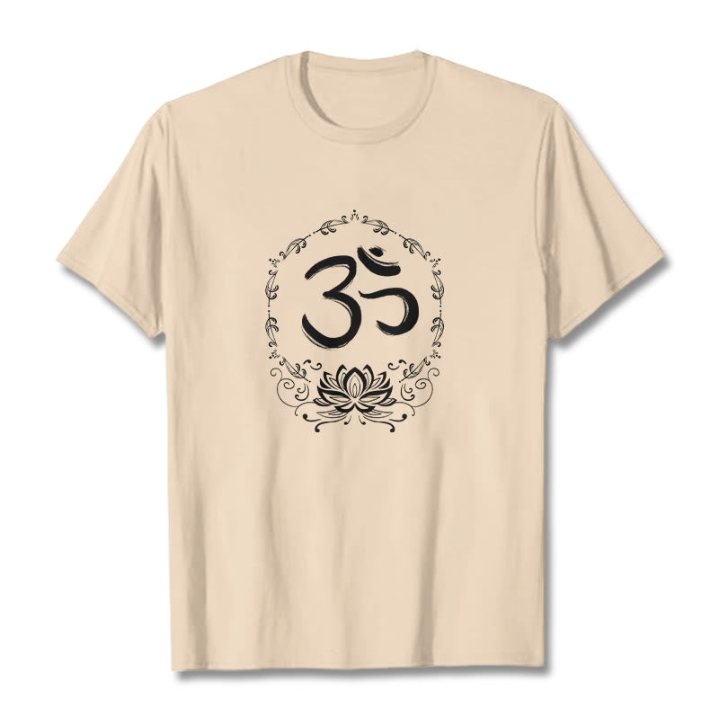 T-shirt en coton avec croquis de Buddha Stones OM Lotus - Bisque - 2XL - image 12