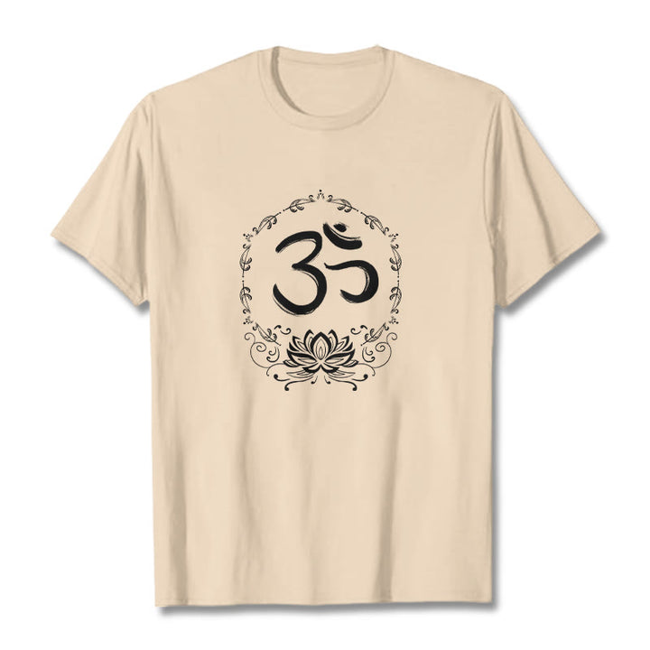 T-shirt en coton avec croquis de Buddha Stones OM Lotus - Bisque - 2XL - image 11