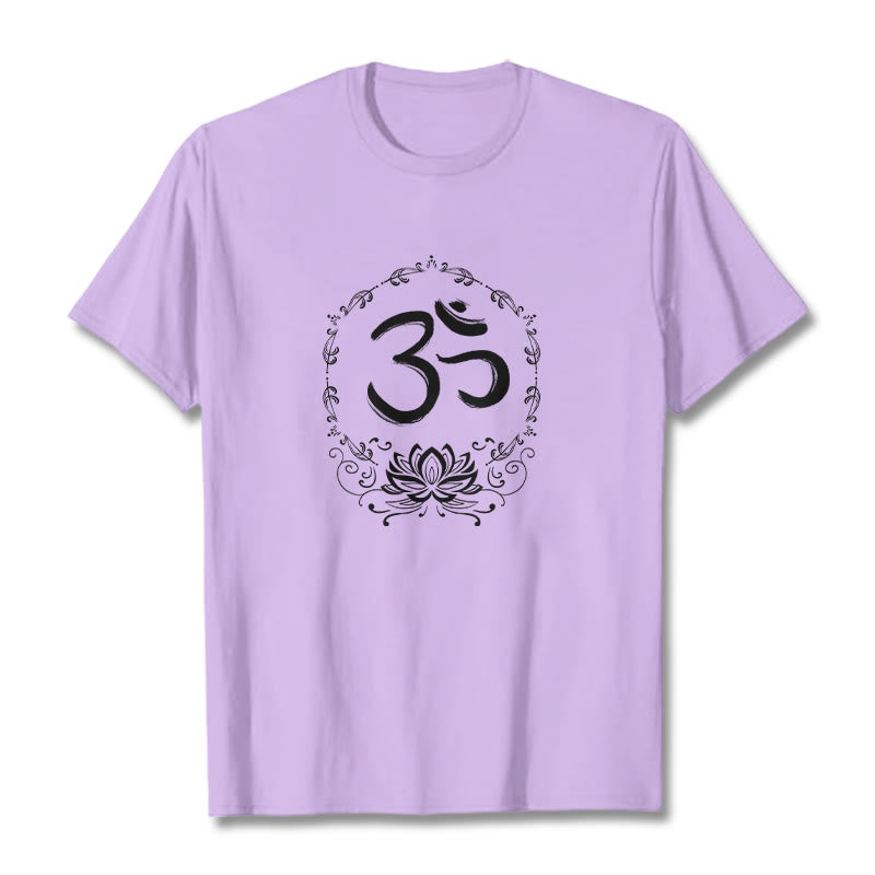 T-shirt en coton avec croquis de Buddha Stones OM Lotus - Prune - 2XL - image 16