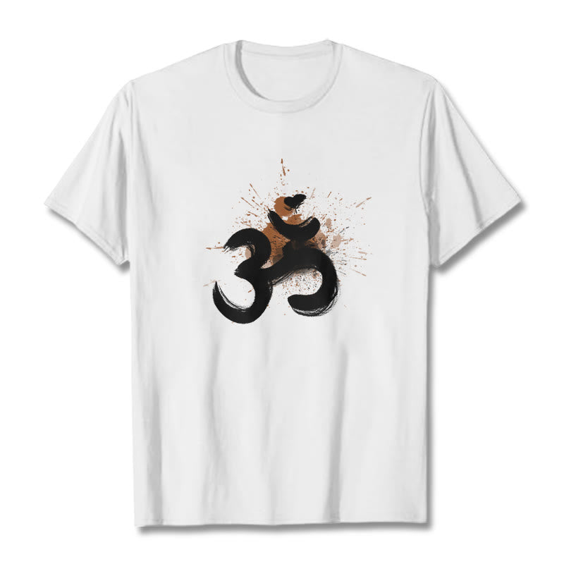 T-shirt en coton avec motif Buddha Stones OM sanskrit - Blanc - 2XL - image 1