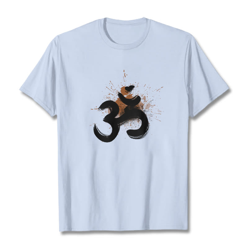 T-shirt en coton avec motif Buddha Stones OM sanskrit - Cyan clair - 2XL - image 11