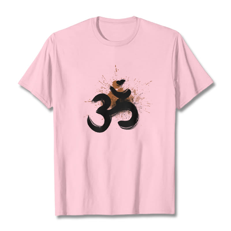 T-shirt en coton avec motif Buddha Stones OM sanskrit - Rose clair - 2XL - image 16