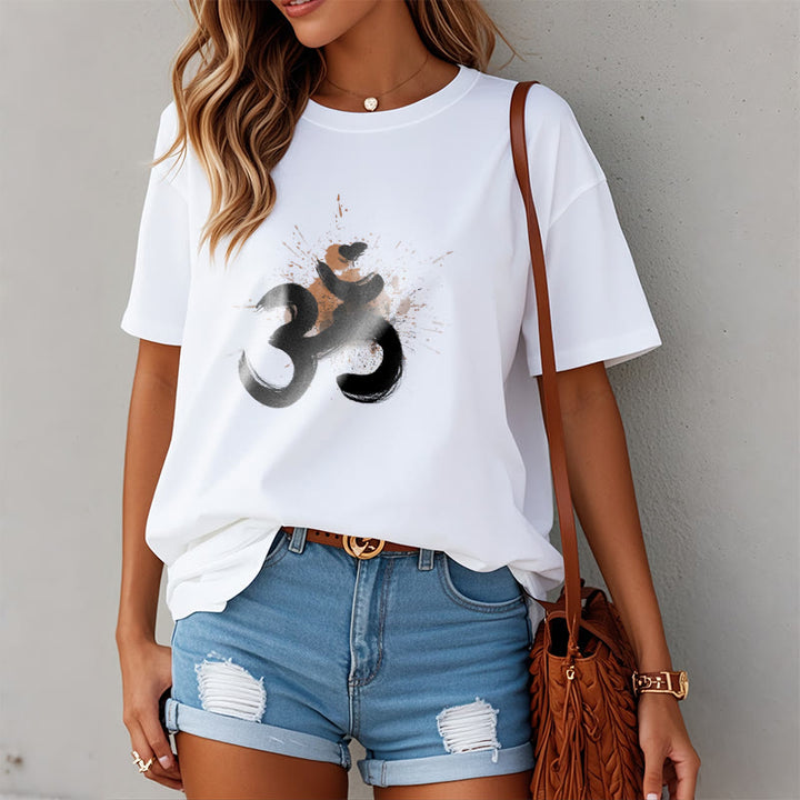 T-shirt en coton avec motif Buddha Stones OM sanskrit - image 3