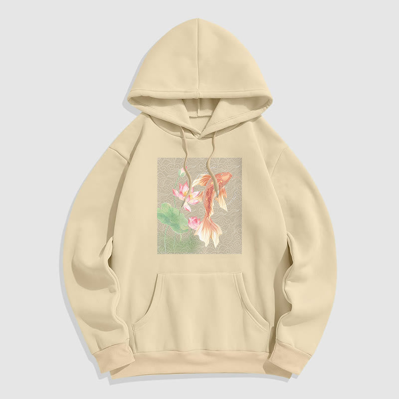 Sweat à capuche doublé en polaire avec motif de lotus et de poissons Koi Buddha Stones - Bisque - 2XL - image 21