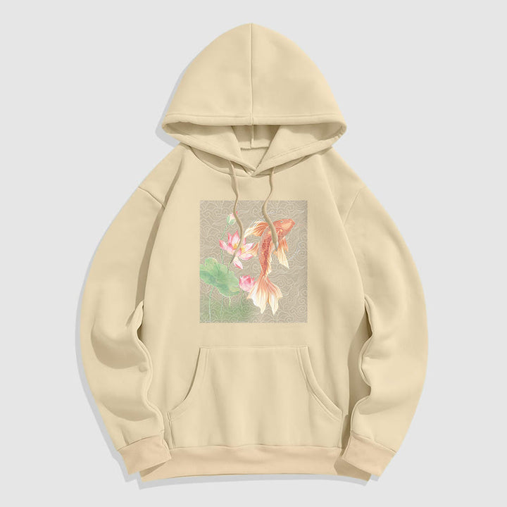 Sweat à capuche doublé en polaire avec motif de lotus et de poissons Koi Buddha Stones - Bisque - 2XL - image 21