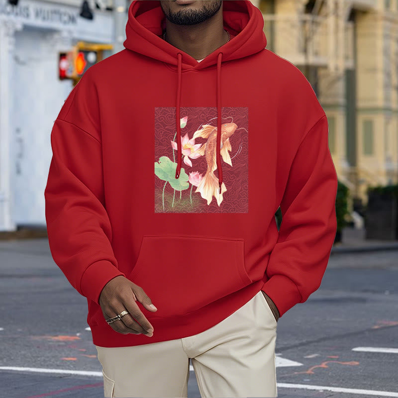 Sweat à capuche doublé en polaire avec motif de lotus et de poissons Koi Buddha Stones - image 10