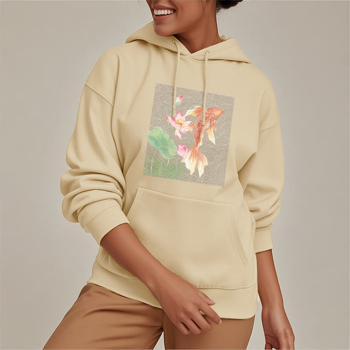 Sweat à capuche doublé en polaire avec motif de lotus et de poissons Koi Buddha Stones - image 23