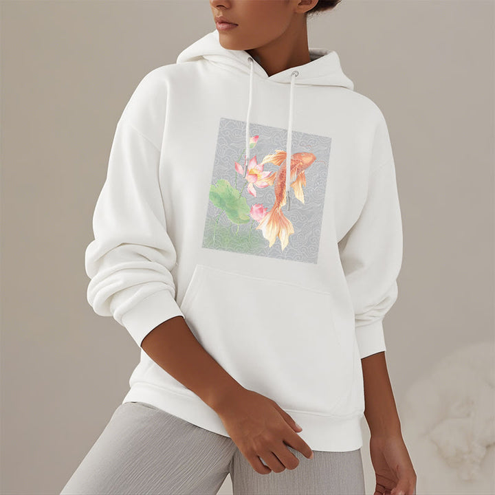 Sweat à capuche doublé en polaire avec motif de lotus et de poissons Koi Buddha Stones - image 15
