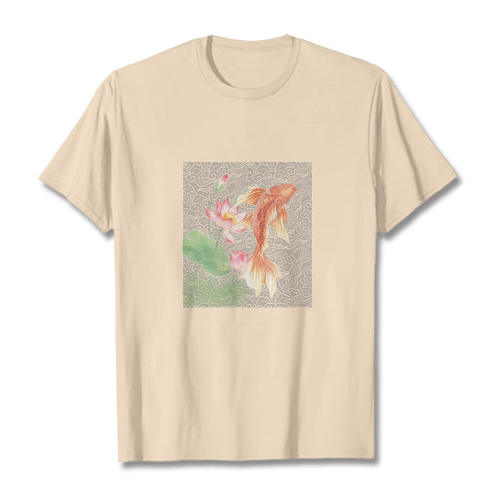 T-shirt en coton avec Buddha Stones, poisson koï, lotus - Bisque - 2XL - image 12