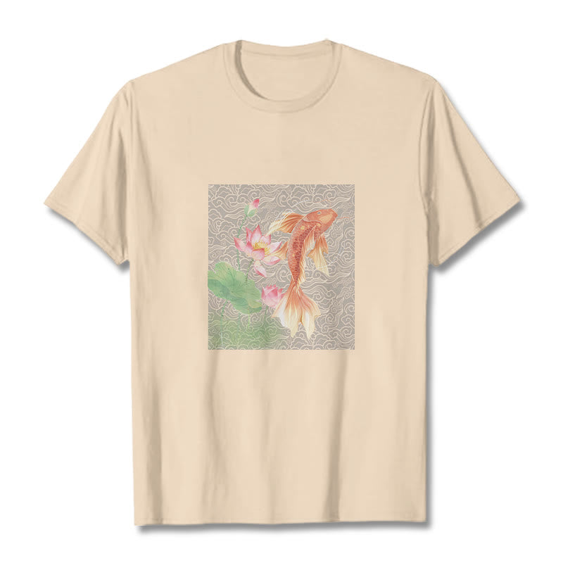 T-shirt en coton avec Buddha Stones, poisson koï, lotus - Bisque - 2XL - image 13