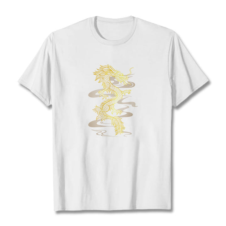 T-shirt en coton avec Buddha Stones et dragon doré - Blanc - 2XL - image 7