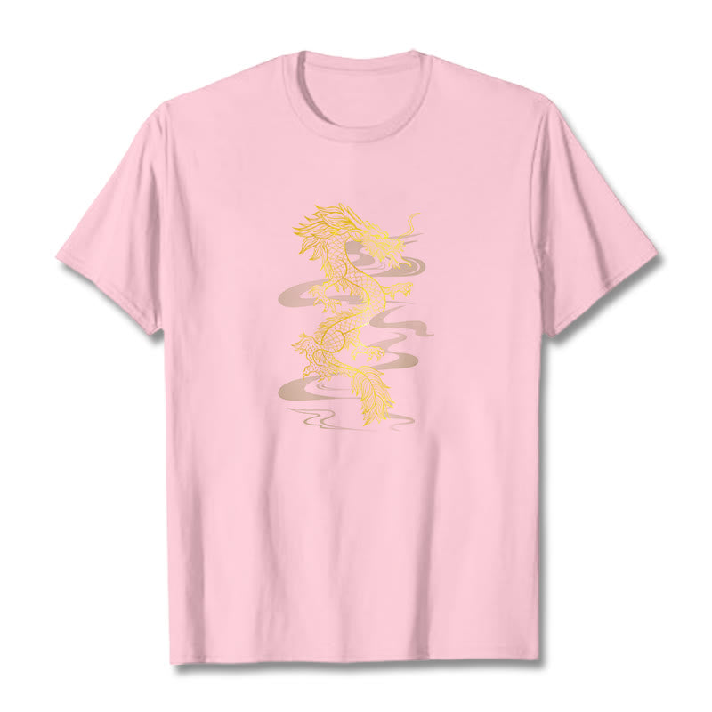T-shirt en coton avec Buddha Stones et dragon doré - Rose clair - 2XL - image 19