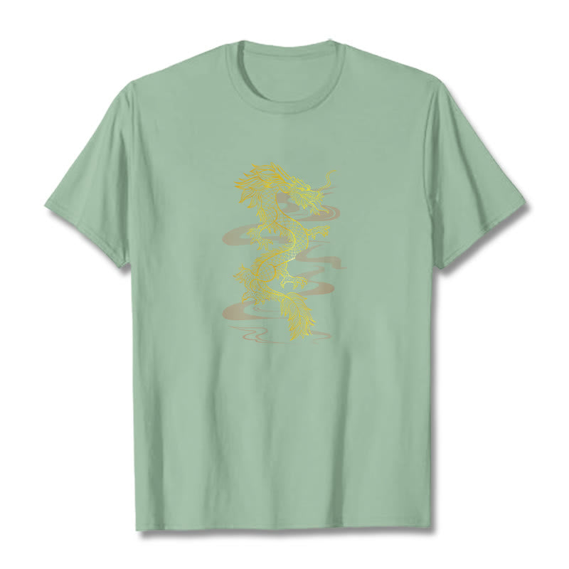 T-shirt en coton avec Buddha Stones et dragon doré - Vert pâle - 2XL - image 14