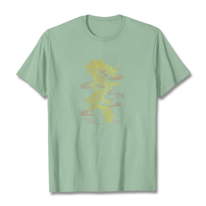 T-shirt en coton avec Buddha Stones et dragon doré - Vert pâle - 2XL - image 14