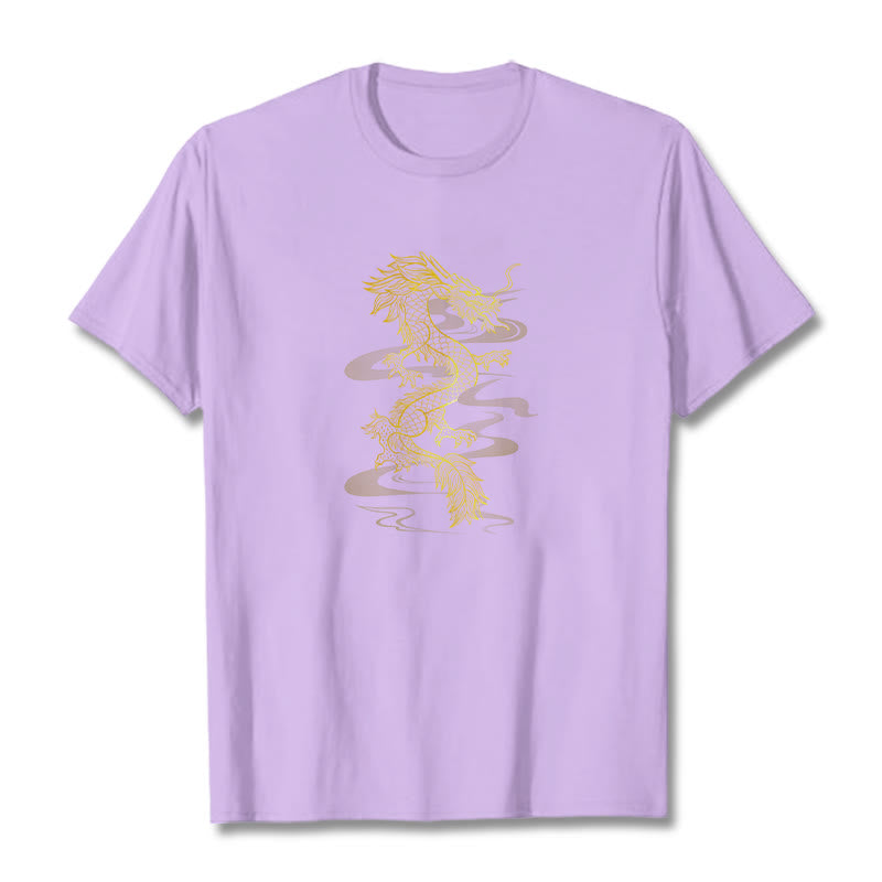 T-shirt en coton avec Buddha Stones et dragon doré - Prune - 2XL - image 16