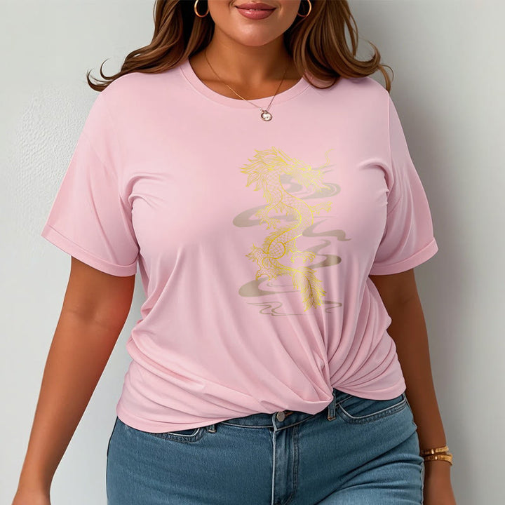T-shirt en coton avec Buddha Stones et dragon doré - image 20