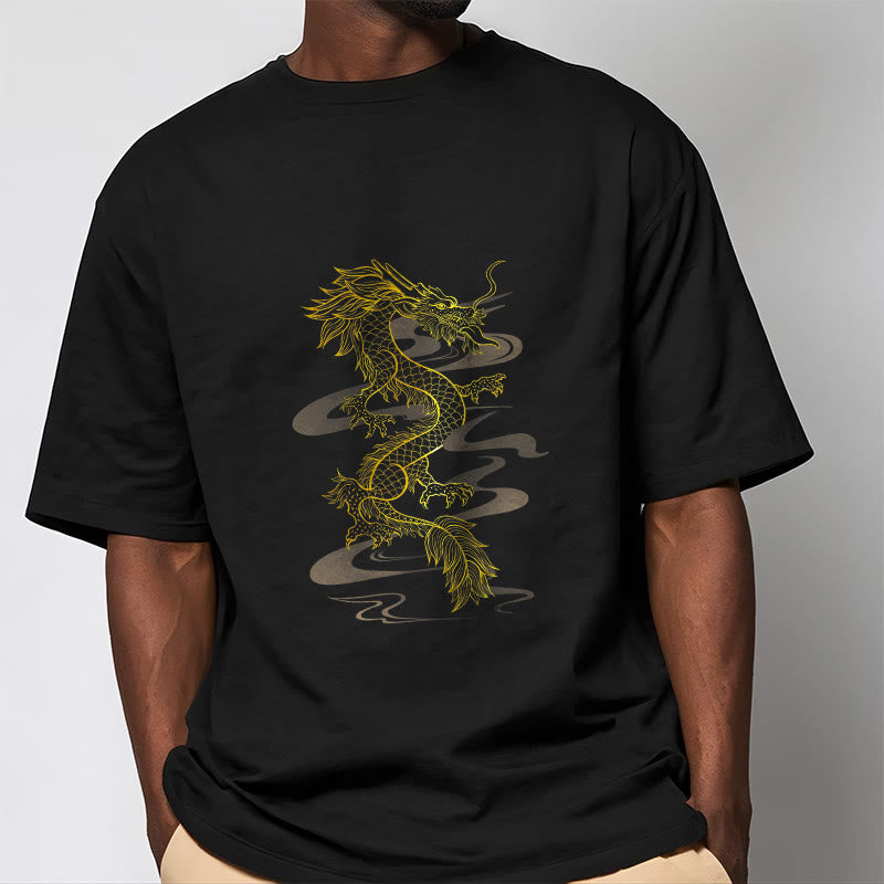 T-shirt en coton avec Buddha Stones et dragon doré - image 2