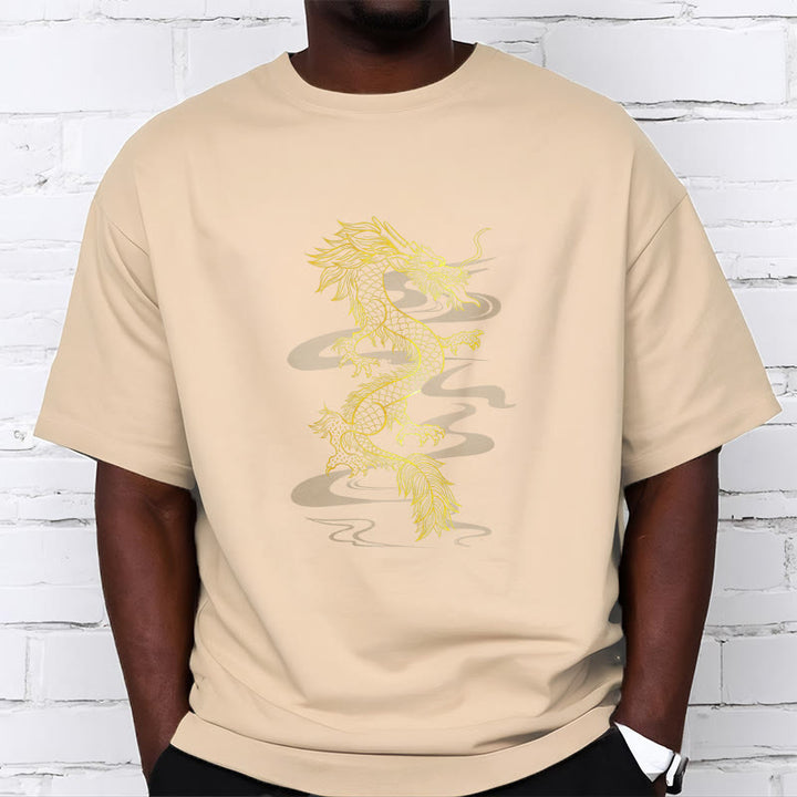 T-shirt en coton avec Buddha Stones et dragon doré - image 14