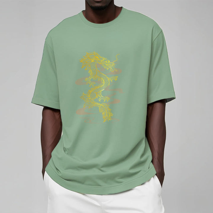 T-shirt en coton avec Buddha Stones et dragon doré - image 16