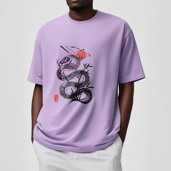 T-shirt en coton avec motif de serpent et lanterne en forme de Buddha Stones - image 17