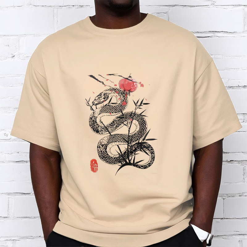 T-shirt en coton avec motif de serpent et lanterne en forme de Buddha Stones - image 13