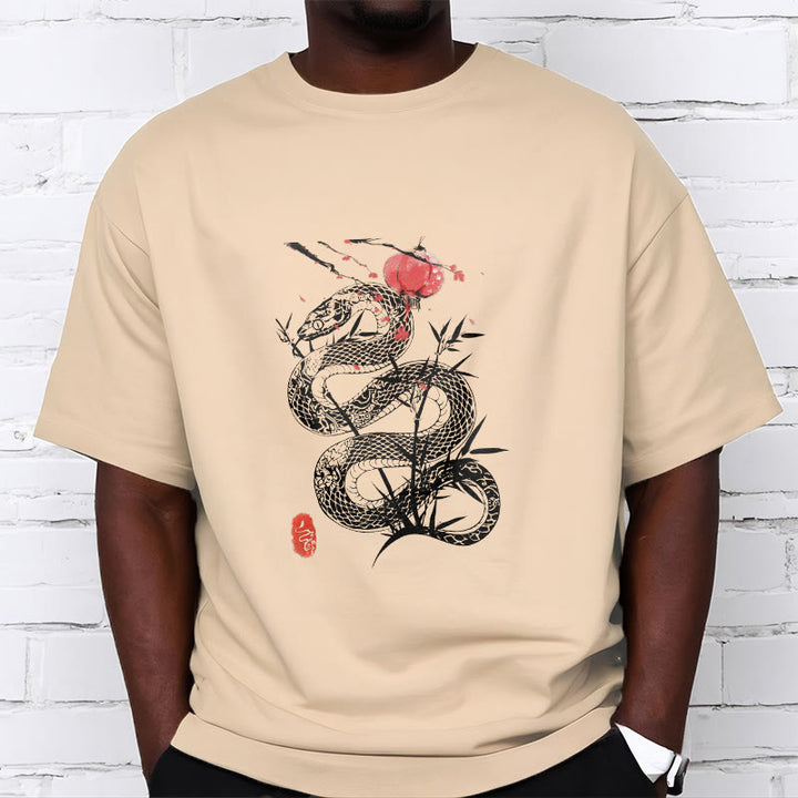 T-shirt en coton avec motif de serpent et lanterne en forme de Buddha Stones - image 14