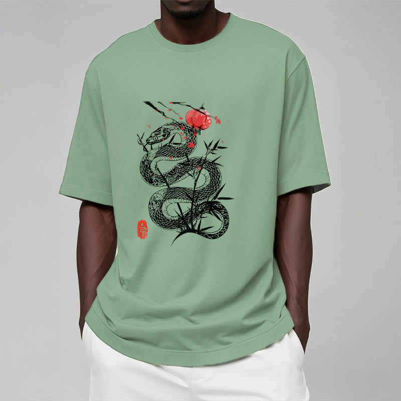 T-shirt en coton avec motif de serpent et lanterne en forme de Buddha Stones - image 16