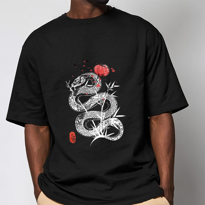 T-shirt en coton avec motif de serpent et lanterne en forme de Buddha Stones - image 3