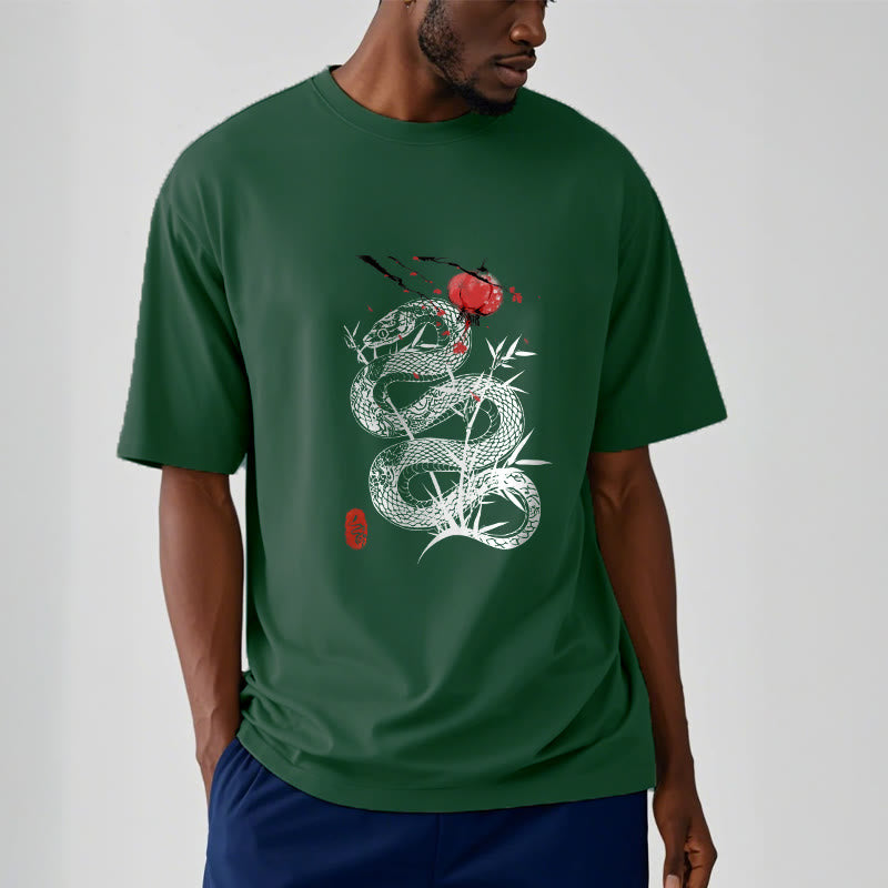 T-shirt en coton avec motif de serpent et lanterne en forme de Buddha Stones - image 11