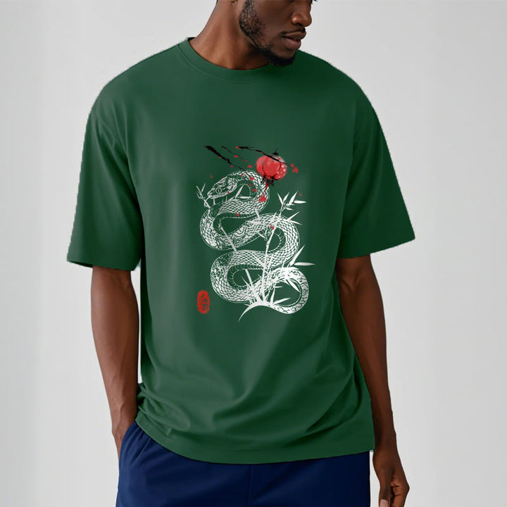 T-shirt en coton avec motif de serpent et lanterne en forme de Buddha Stones - image 11