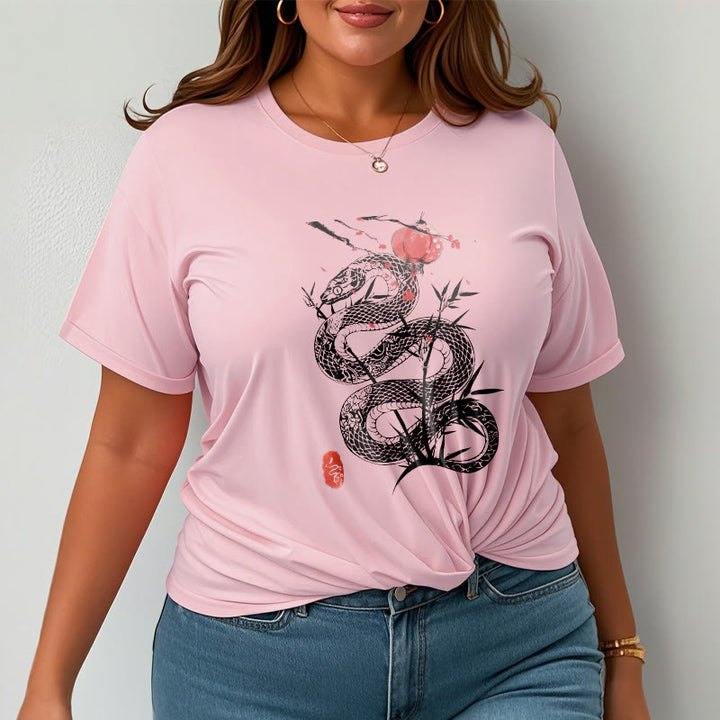T-shirt en coton avec motif de serpent et lanterne en forme de Buddha Stones - image 20