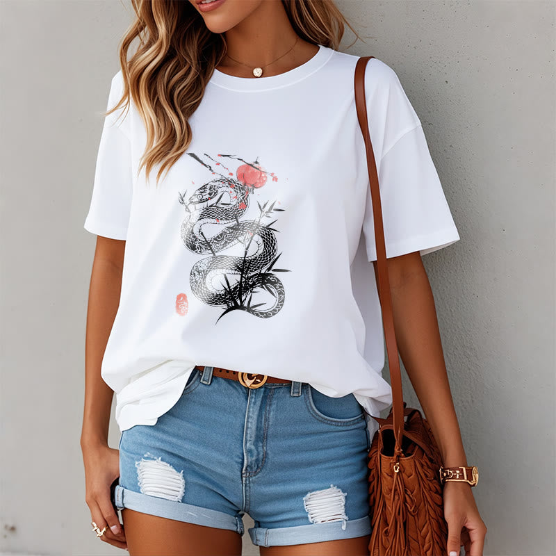 T-shirt en coton avec motif de serpent et lanterne en forme de Buddha Stones - image 9