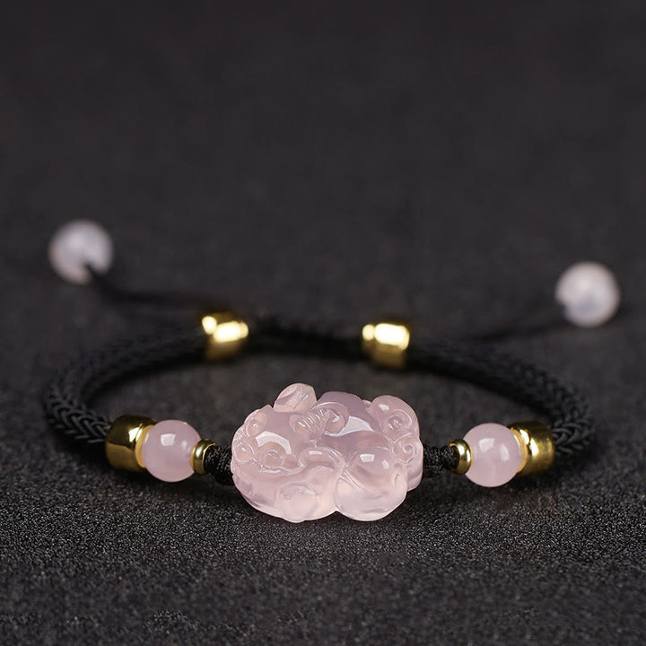 Bracelet tressé en cristal rose PiXiu de Buddha Stones