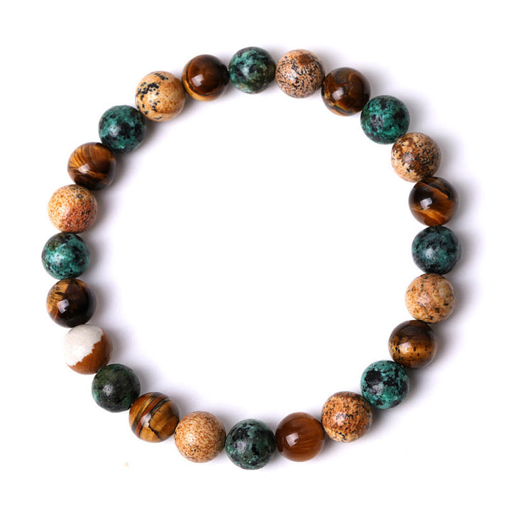 Bracelet de protection en perles mélangées avec Buddha Stones et jaspe turquoise et œil de tigre - image 4