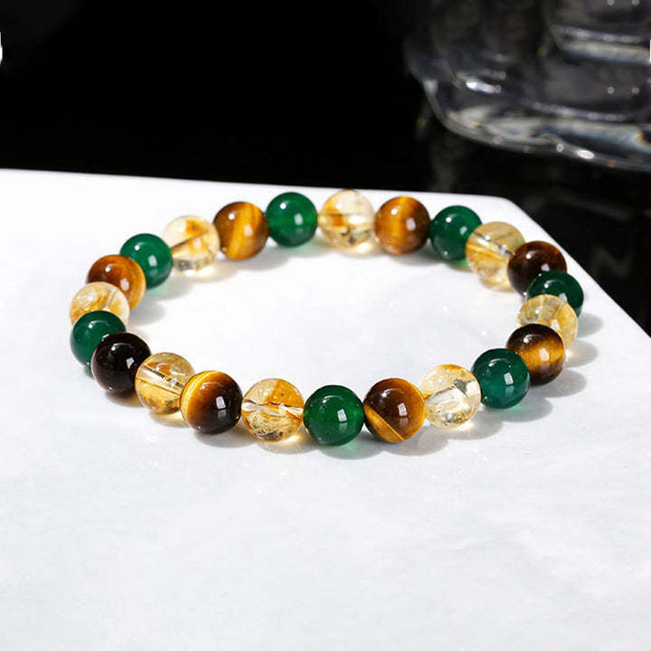 Bracelet de protection en perles mélangées avec œil de tigre, agate verte et Buddha Stones - image 11