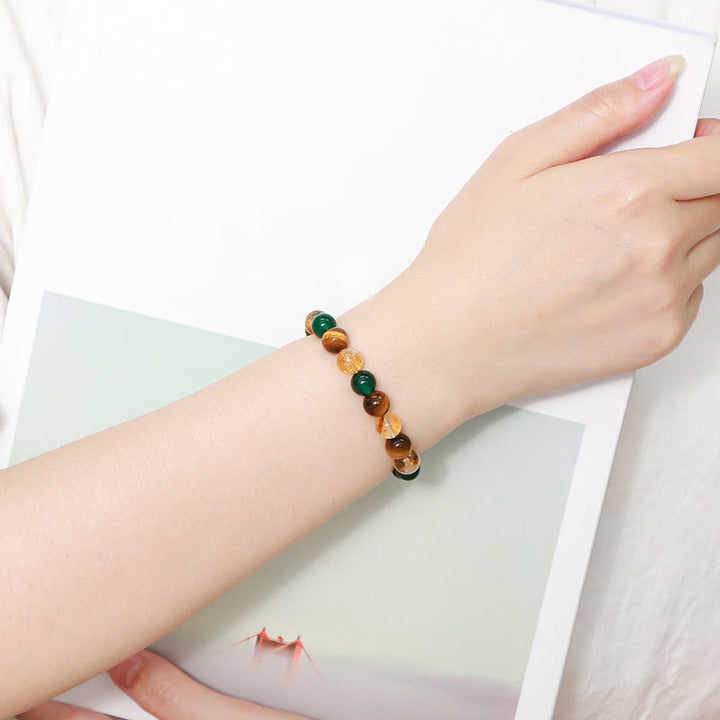 Bracelet de protection en perles mélangées avec œil de tigre, agate verte et Buddha Stones - image 6