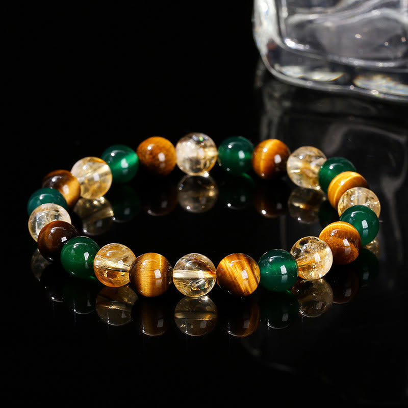 Bracelet de protection en perles mélangées avec œil de tigre, agate verte et Buddha Stones - image 12