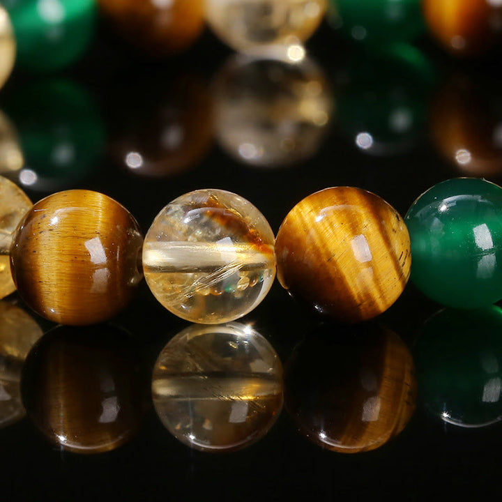 Bracelet de protection en perles mélangées avec œil de tigre, agate verte et Buddha Stones - image 10