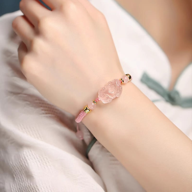 Bracelet tressé en cristal rose PiXiu de Buddha Stones - image 15