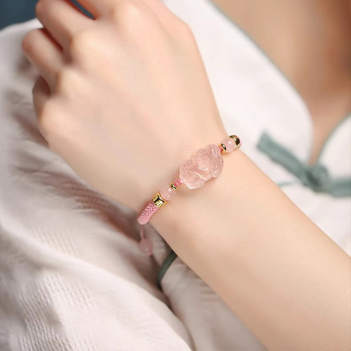 Bracelet tressé en cristal rose PiXiu de Buddha Stones - image 15