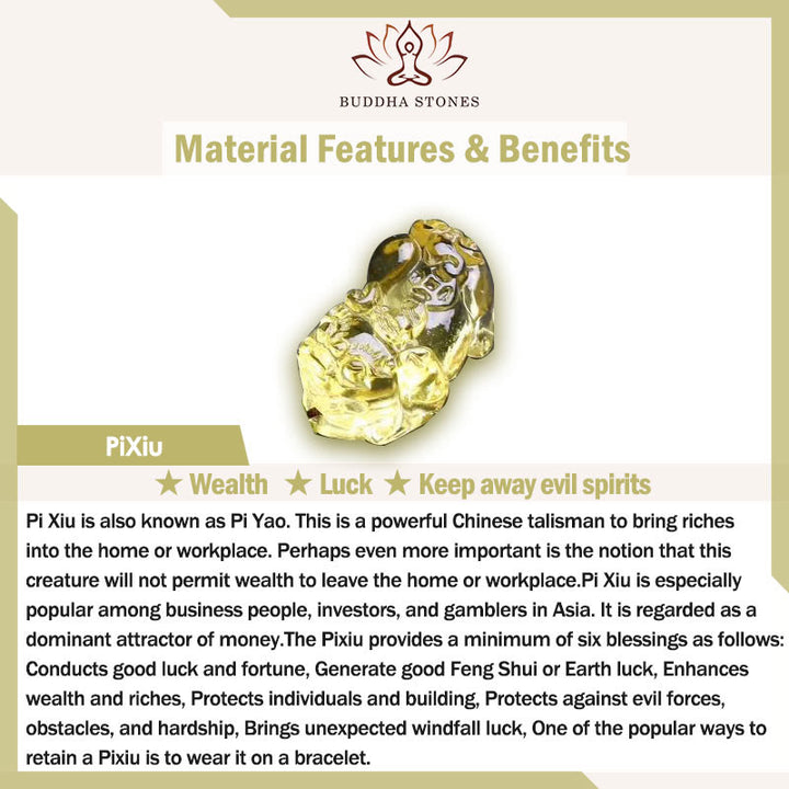 Bracelet de prospérité Pixiu en Buddha Stones et citrine naturelle