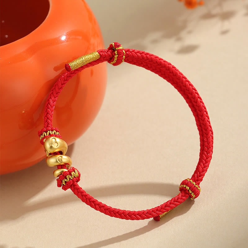 Bracelet tressé de protection en fil rouge en argent sterling 999 fait à la main avec Buddha Stones Année dorée du serpent