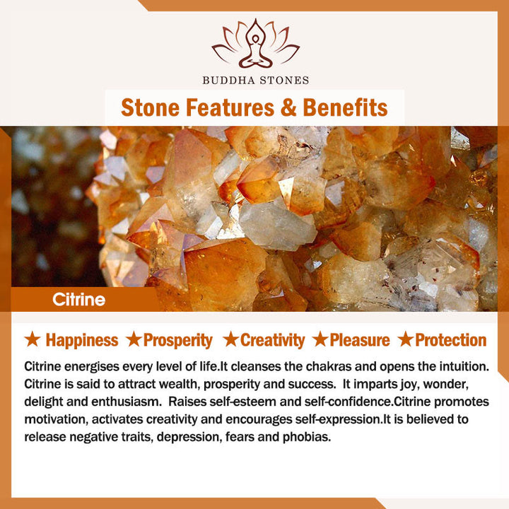 Bracelet de prospérité en cristal de flocon de neige en citrine naturelle de Buddha Stones