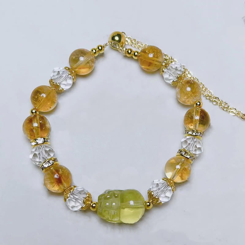 Bracelet de prospérité Pixiu en Buddha Stones et citrine naturelle