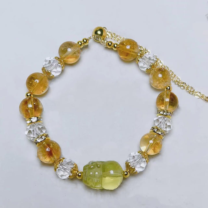 Bracelet de prospérité Pixiu en Buddha Stones et citrine naturelle