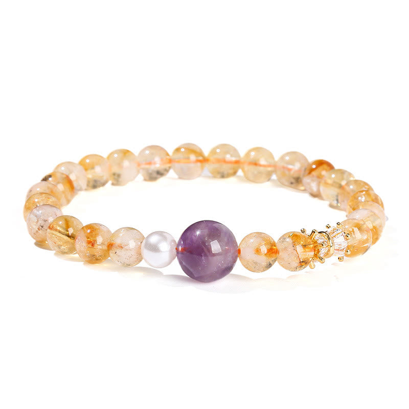 Bracelet de prospérité en citrine et améthyste naturelle de Buddha Stones
