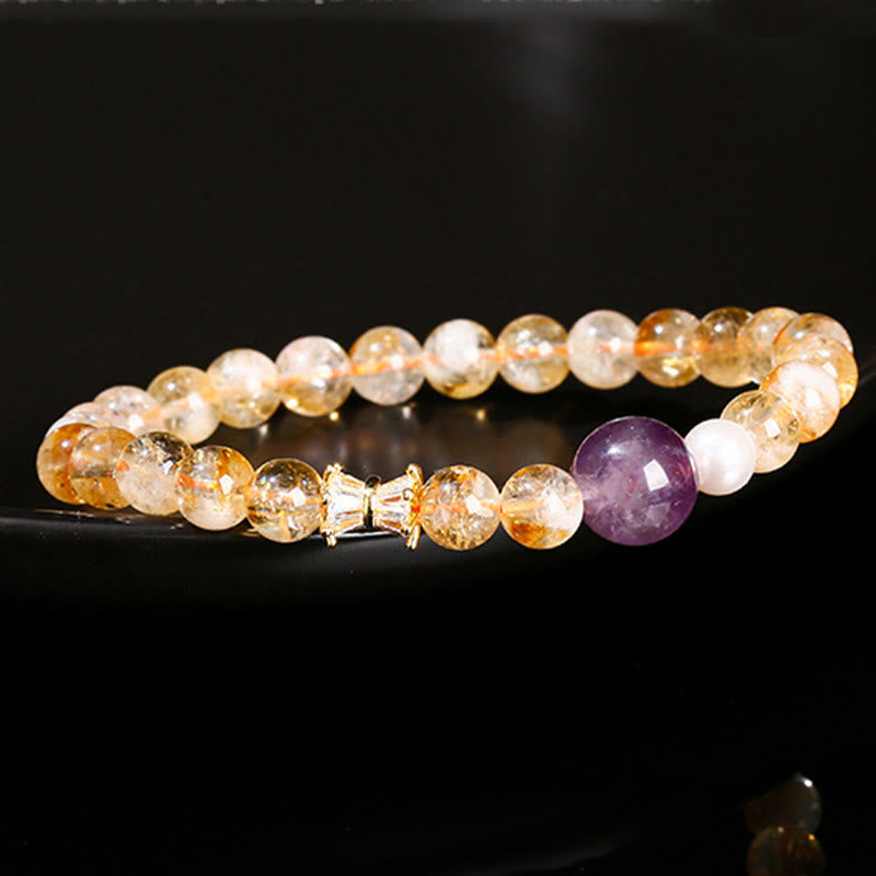 Bracelet de prospérité en citrine et améthyste naturelle de Buddha Stones