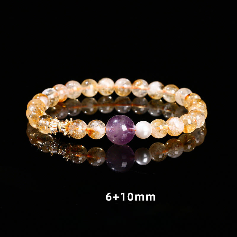Bracelet de prospérité en citrine et améthyste naturelle de Buddha Stones