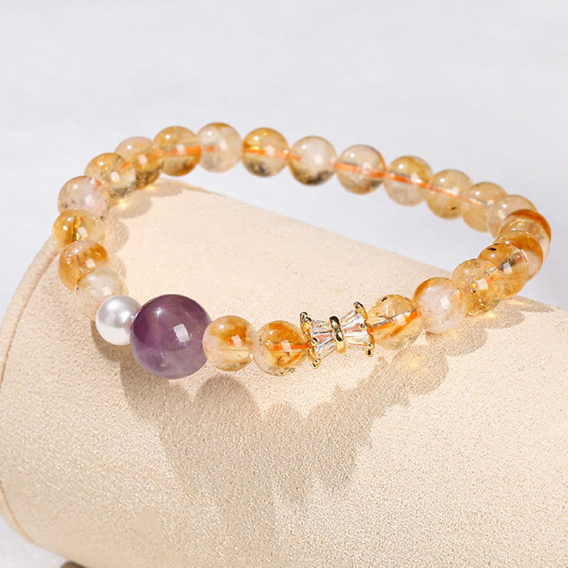 Bracelet de prospérité en citrine et améthyste naturelle de Buddha Stones