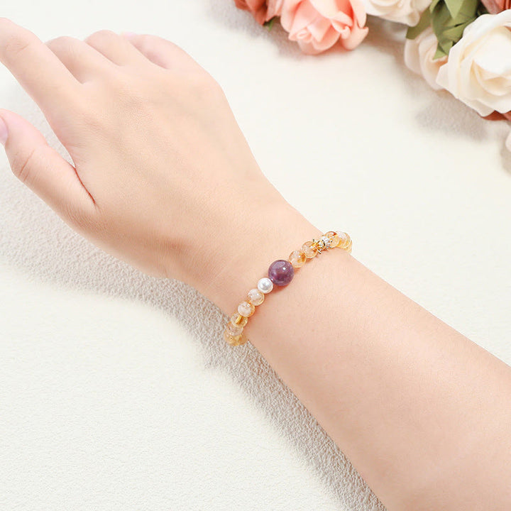 Bracelet de prospérité en citrine et améthyste naturelle de Buddha Stones